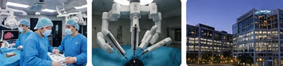 Imagens institucionais de cirurgia, robótica e Hospital Copa Star